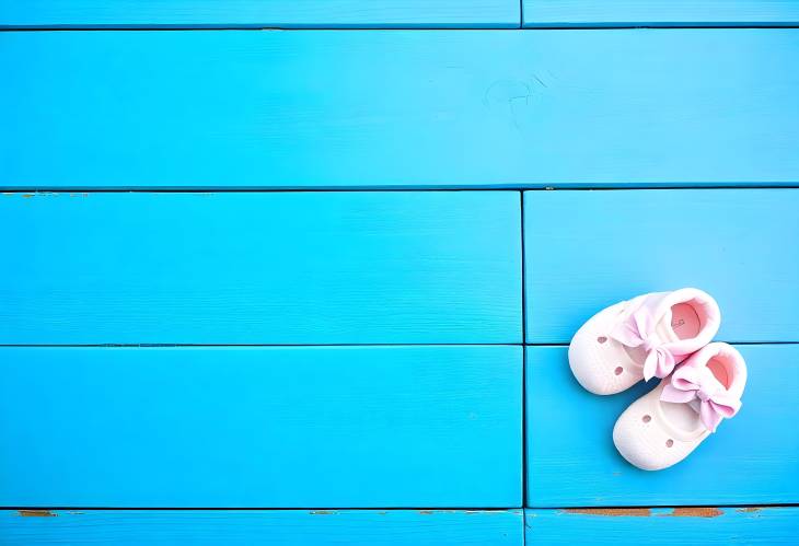 Twinning Delight Baby Boy and Girl Shoes on Blue Background